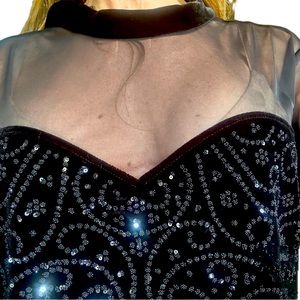 Ladies shirt MSK sequence and velvet top XL Holiday look 22 inches long